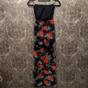 Strapless lace bow tie top strapless dress